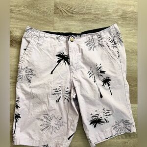 Waimea Men’s Purple Tropical Palm Tree 100% Cotton Shorts 34